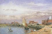 John brett,ARA View at Great Yarmouth (mk46) oil painting artist
